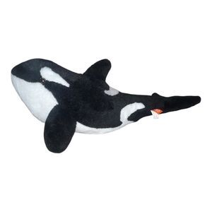 Wild Republic Cuddlekins Orca Killer Whale Stuffed Animal 15" Black Plush EUC
